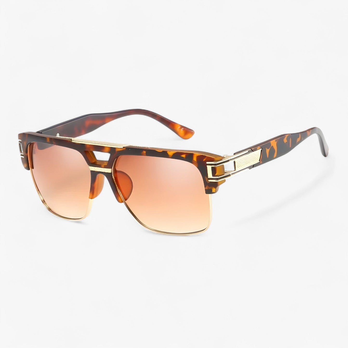 Sonnenbrille | Eckig | Unisex | Verspiegelt | UV-400 Schutz | Retro-Leopard-Luzern Mode