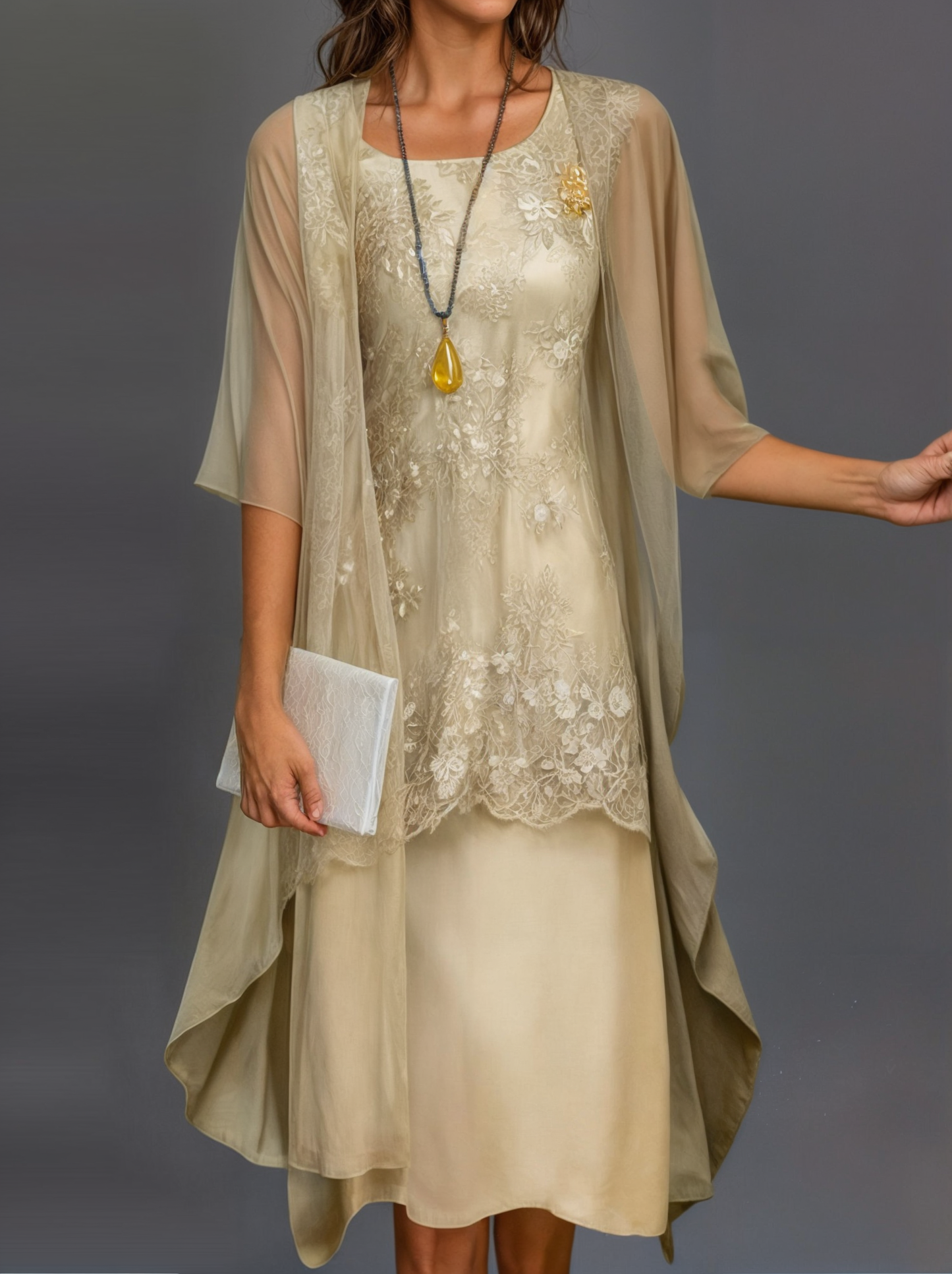 Kleid mit Blumenmuster | Knielang | Locker | Kurzarm | Rundhals-Gelb-S-Luzern Mode