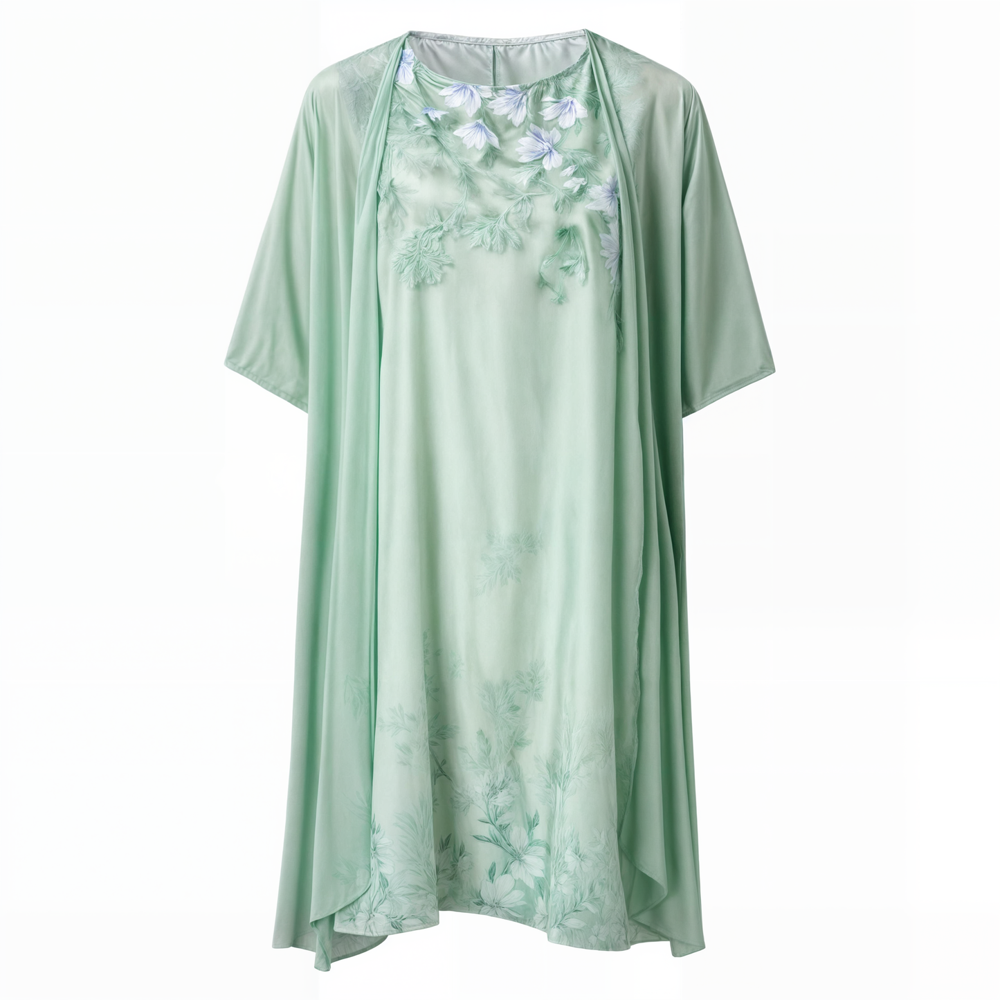 Kleid mit Blumenmuster | Knielang | Locker | Kurzarm | Rundhals-Luzern Mode