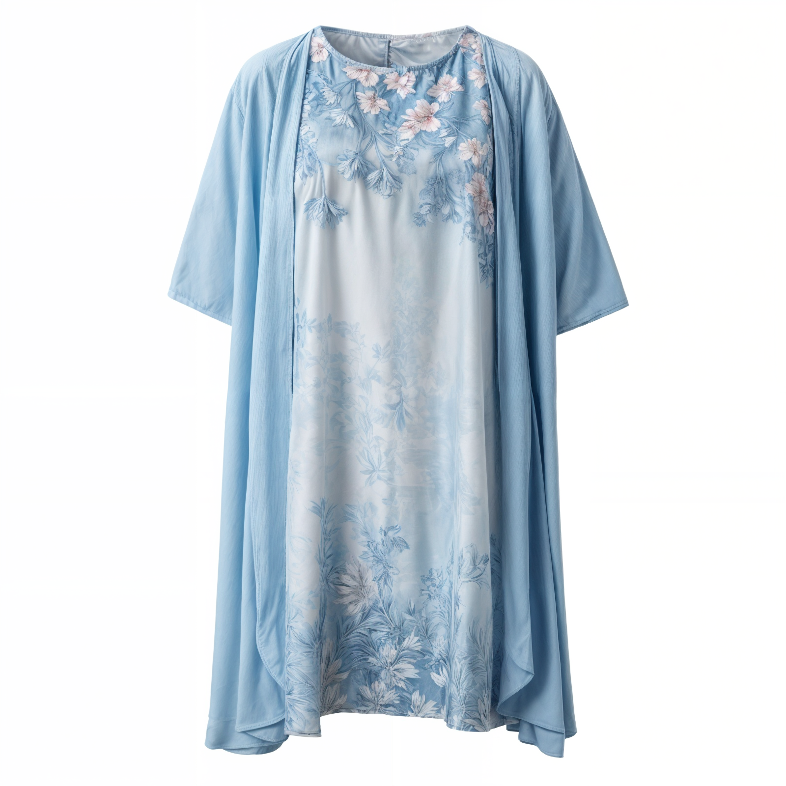 Kleid mit Blumenmuster | Knielang | Locker | Kurzarm | Rundhals-Luzern Mode