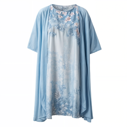 Kleid mit Blumenmuster | Knielang | Locker | Kurzarm | Rundhals-Luzern Mode