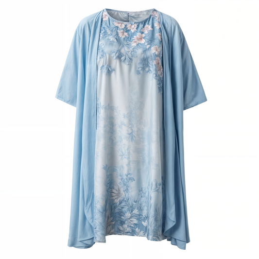 Kleid mit Blumenmuster | Knielang | Locker | Kurzarm | Rundhals-Luzern Mode