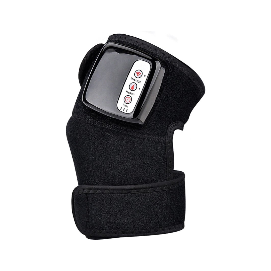 Schwarzes Infrarot-Knie-Massagegerät mit Bedienelementen, Schmerztherapie, Erholung.