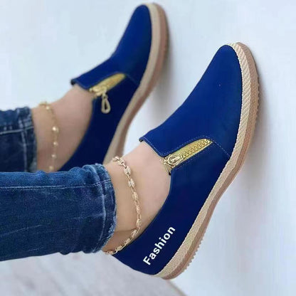 Damen Sneakers | Slip-On | Gummi Sohle | Veganes Leder | Sportlich-Schwarz-35-Luzern Mode