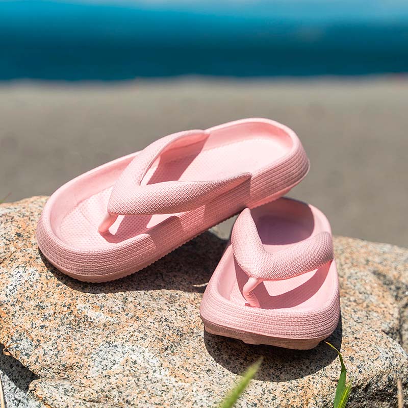 Komfort Slipper Damen und Herren | Weich | Rutschfest | Sommer Zehentrenner-Rosa-36-Luzern Mode