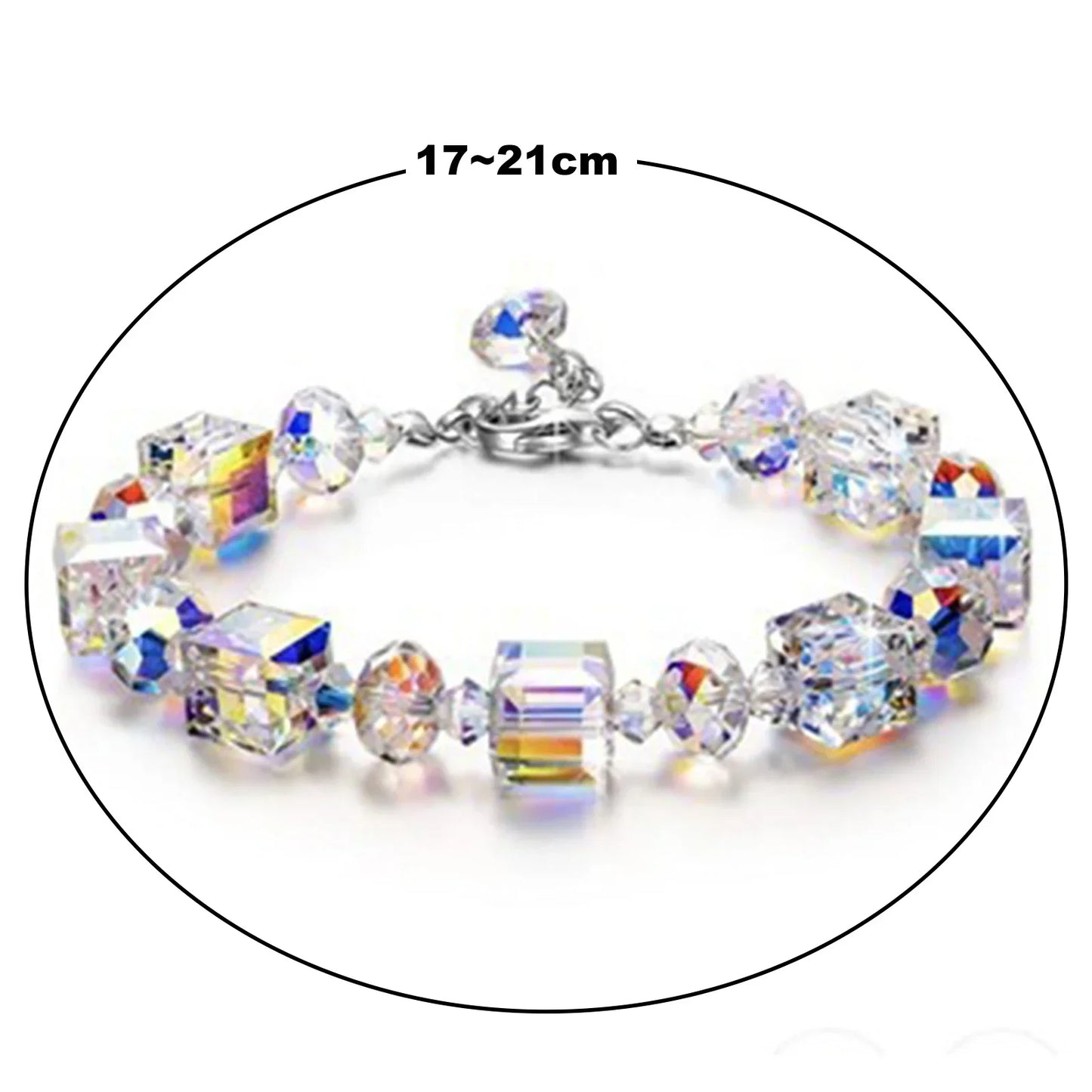 Armband aus Kristallglas, verstellbar 17-21 cm, funkelnd, elegantes Schmuckstück, Damenaccessoire.