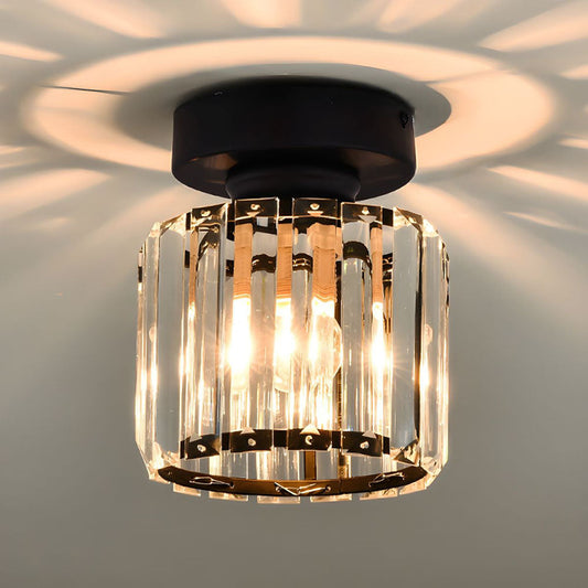 Moderne Deckenleuchte, Kristallglas, schwarz-gold, LED, Wohnzimmerbeleuchtung, elegant.