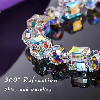Kristallarmband mit Regenbogeneffekt, facettierte Glasperlen, glänzend, modisch, Schmuck.