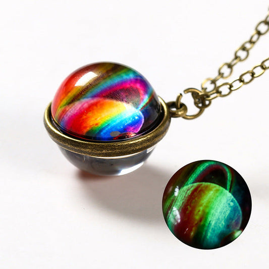 Farbige Kristallkugel-Halskette, Messingfassung, Damen, leuchtend, modisch, Schmuck.
