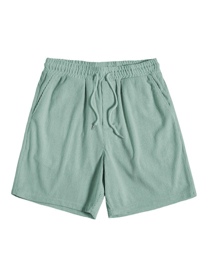 Grüne Herren-Badeshorts, gerippt, mit Kordelzug, Sommermode, bequem, atmungsaktiv.