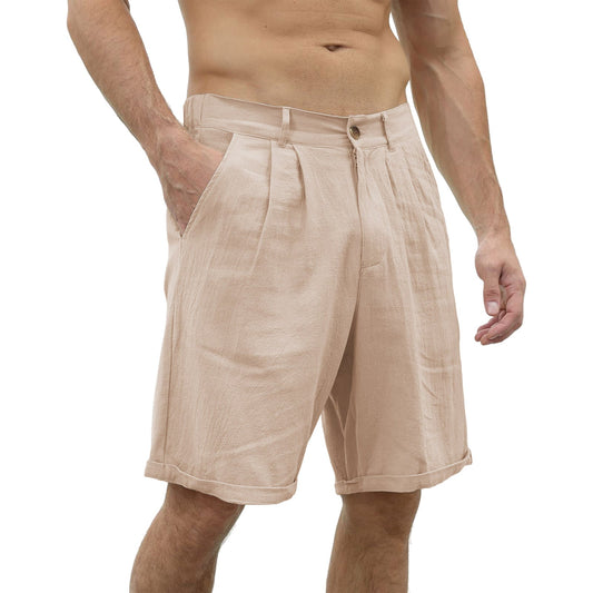 Bequeme Sommer Shorts Herren | Locker luftig | Mit Stretchbund | Freizeitlook-Aprikose-S-Luzern Mode