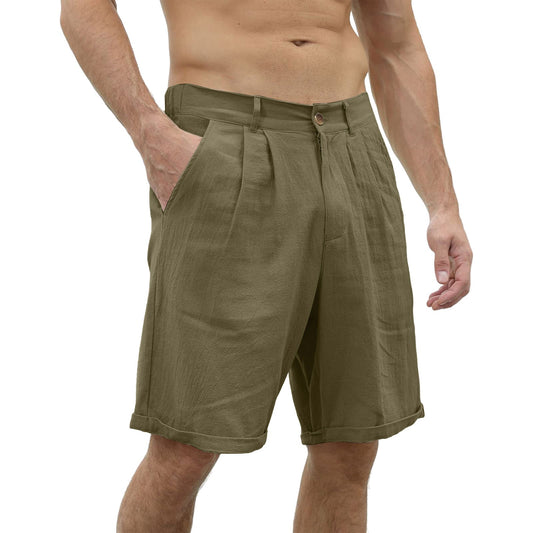 Bequeme Sommer Shorts Herren | Locker luftig | Mit Stretchbund | Freizeitlook-Armeegrün-S-Luzern Mode