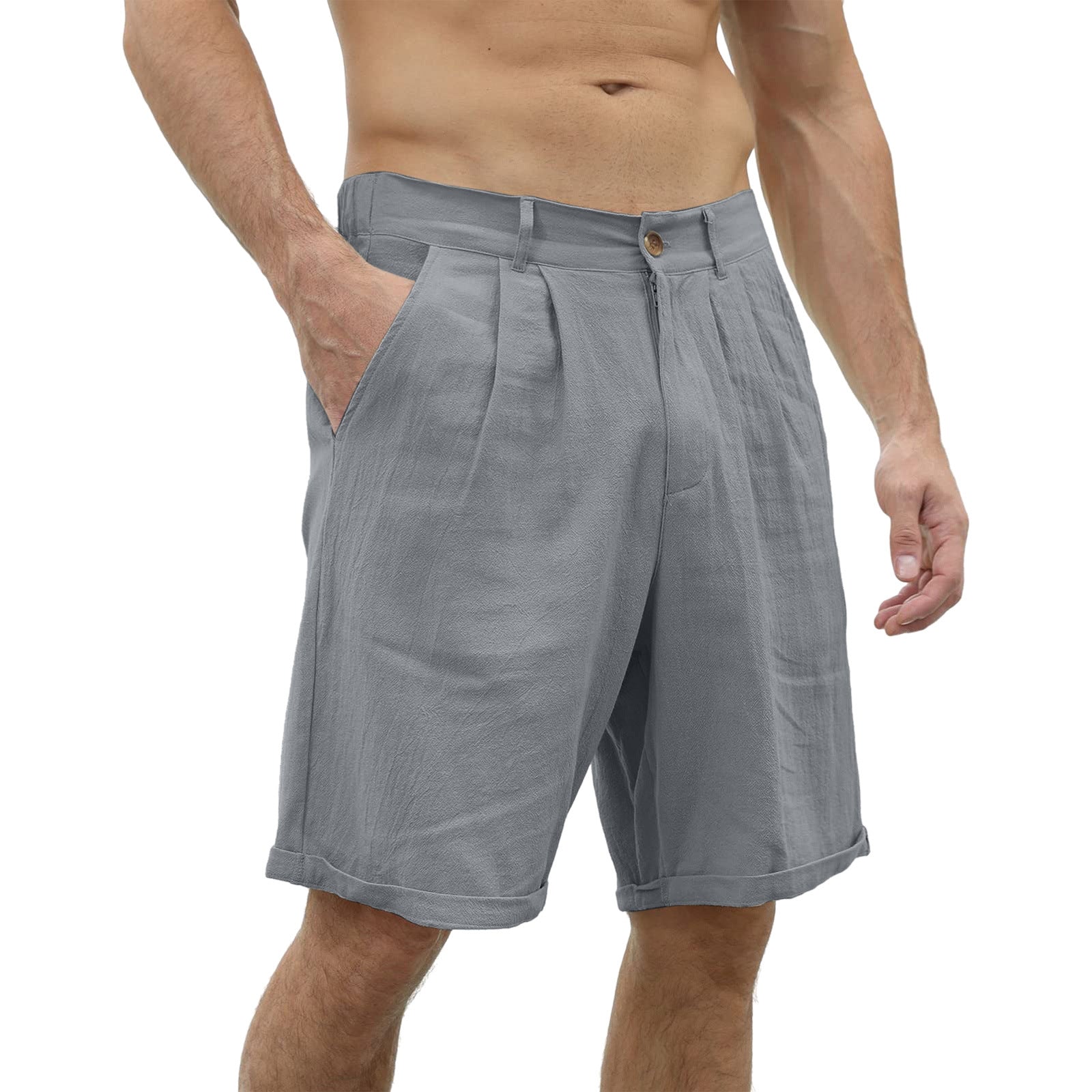 Bequeme Sommer Shorts Herren | Locker luftig | Mit Stretchbund | Freizeitlook-Grau-S-Luzern Mode