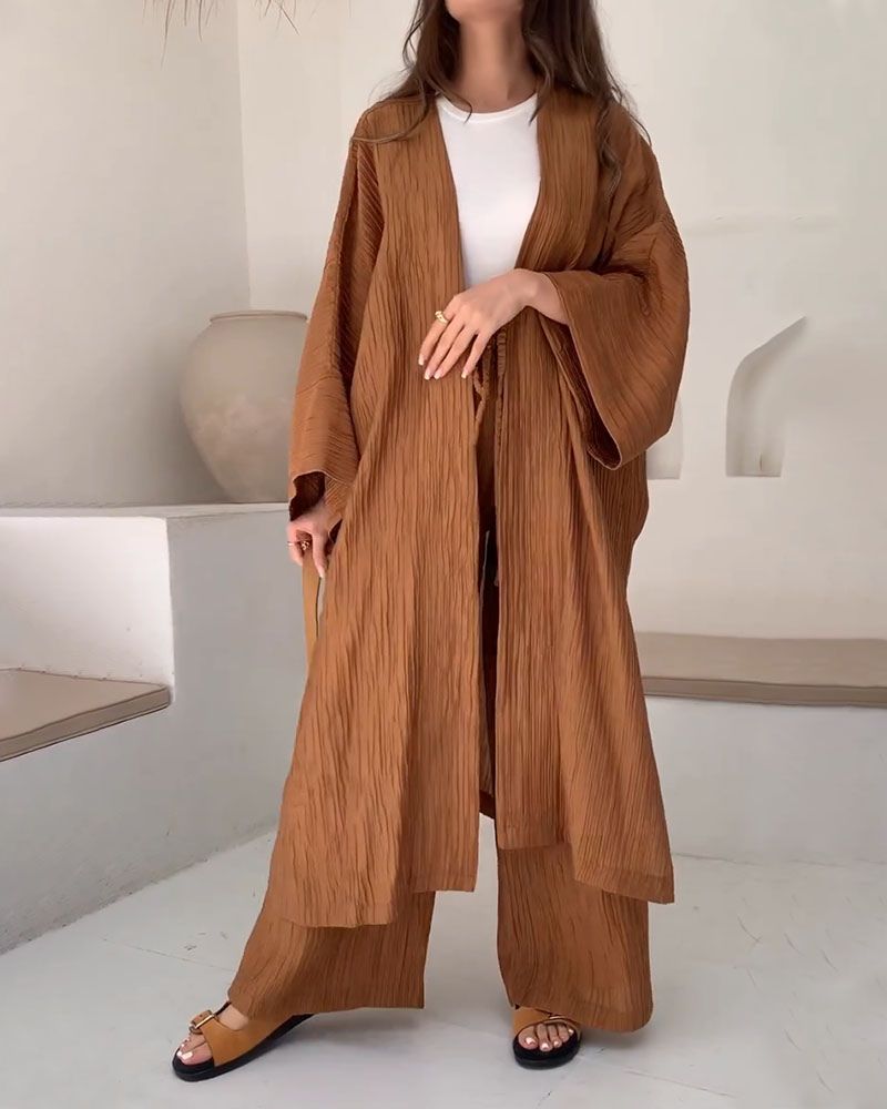 Zweiteiler Damen Weste Hose | bequemes Freizeitset | weich und luftig-Braun-S-Luzern Mode
