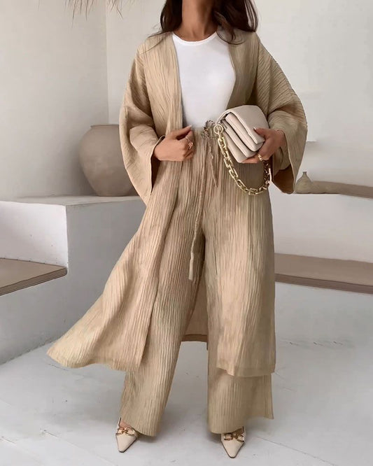 Zweiteiler Damen Weste Hose | bequemes Freizeitset | weich und luftig-Khaki-S-Luzern Mode