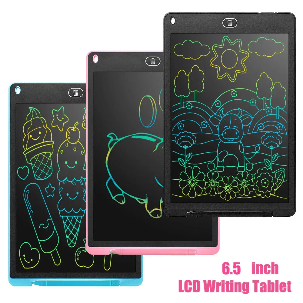 6,5 Zoll LCD-Schreibtafel, bunt, tragbar, für Kinder, Zeichnen und Notizen.
