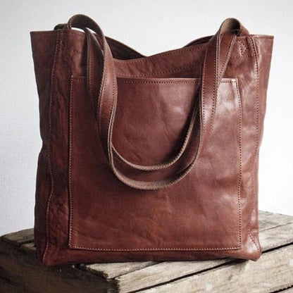 Braune Ledertasche, Umhängetasche, handgefertigt, modisch, robust, für Damen und Herren.