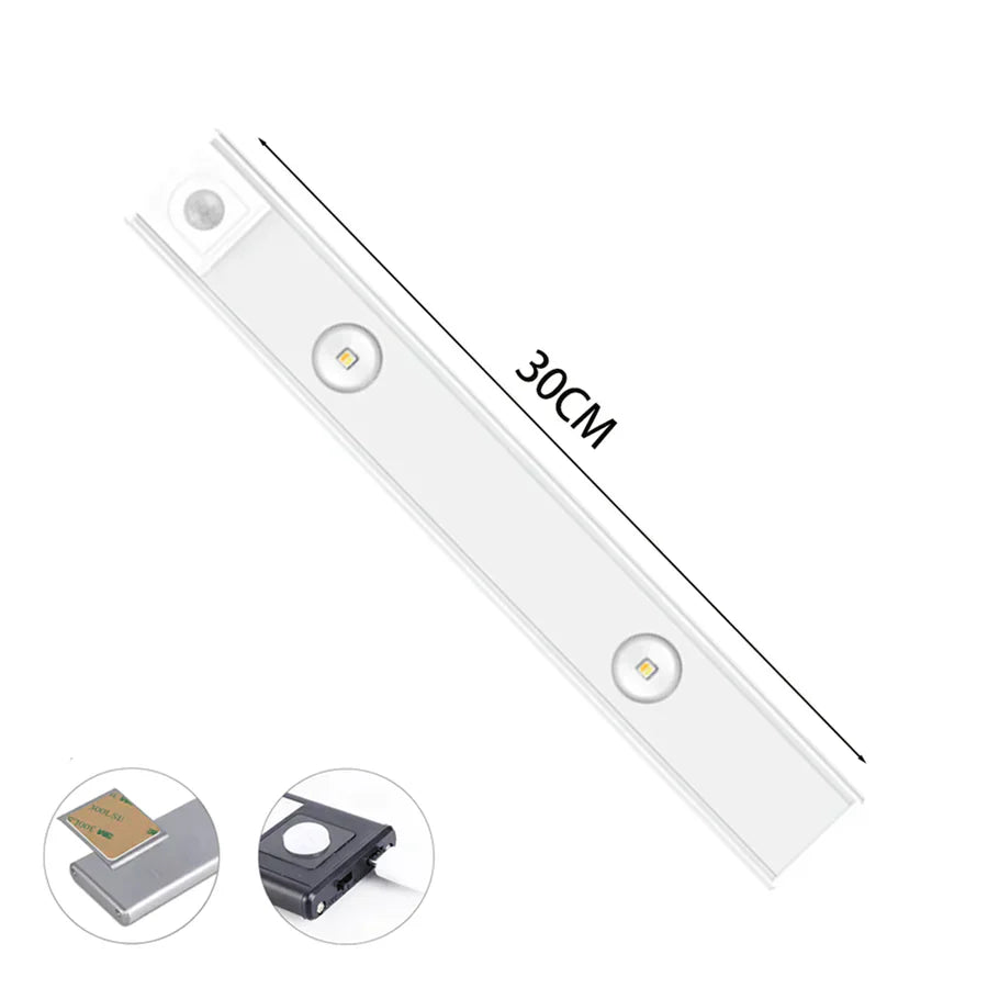 LED-Unterbauleuchte 30cm, weiß, mit Bewegungssensor, energiesparend, für Küche oder Büro.