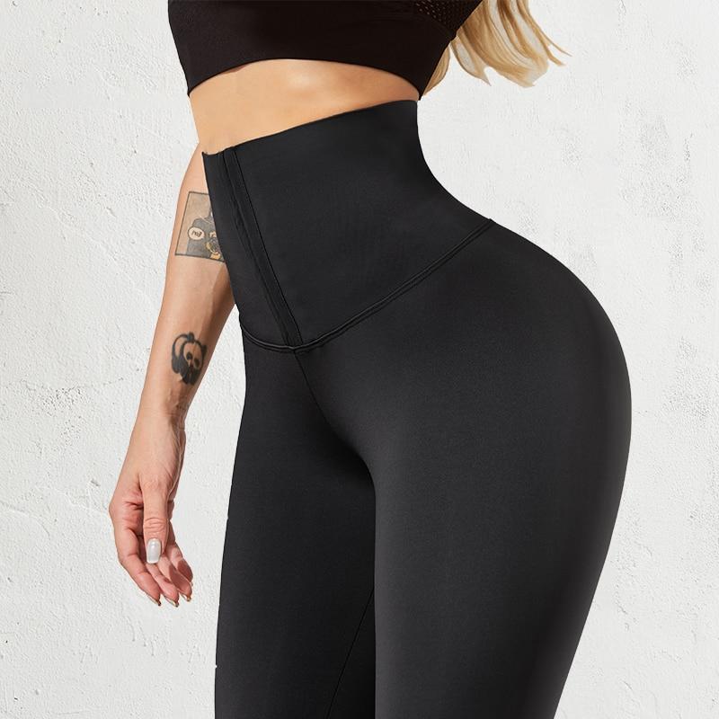 Schwarze, hoch taillierte Shaping-Leggings für Damen, figurformend, elastisch, bequem.