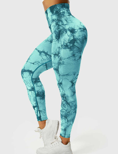 Damen Leggings Cyanblau, hoher Bund, Sportbekleidung, elastisch, bequem, modisch.