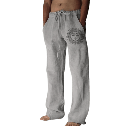 Sommerhose Herren | Leinen | Locker & bequem | Freizeit | Yoga | Alltag-Grau-S-Luzern Mode