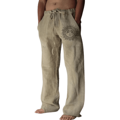 Sommerhose Herren | Leinen | Locker & bequem | Freizeit | Yoga | Alltag-Khaki-S-Luzern Mode