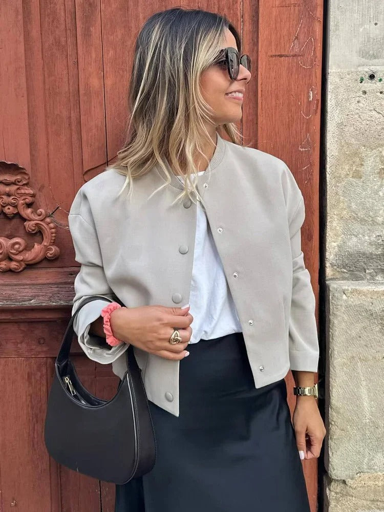 Leichtgewicht | Bomberjacke | Damen | Sommer | Stehkragen | Lässig | Schick-Luzern Mode