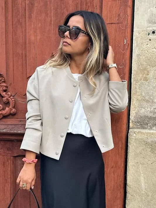 Leichtgewicht | Bomberjacke | Damen | Sommer | Stehkragen | Lässig | Schick-Luzern Mode