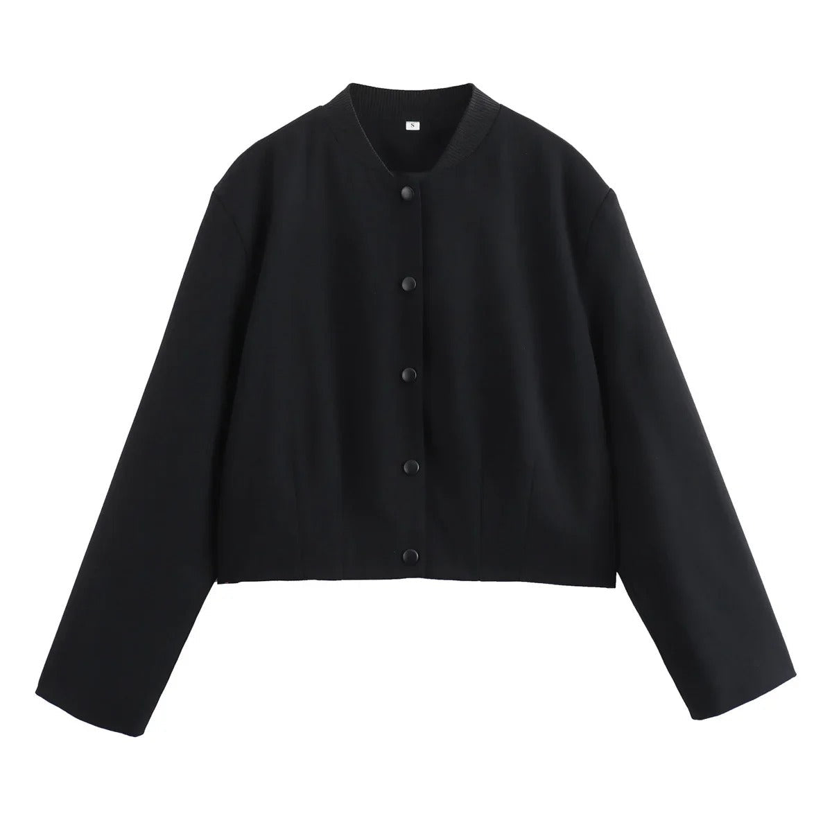 Leichtgewicht | Bomberjacke | Damen | Sommer | Stehkragen | Lässig | Schick-Schwarz-S-Luzern Mode