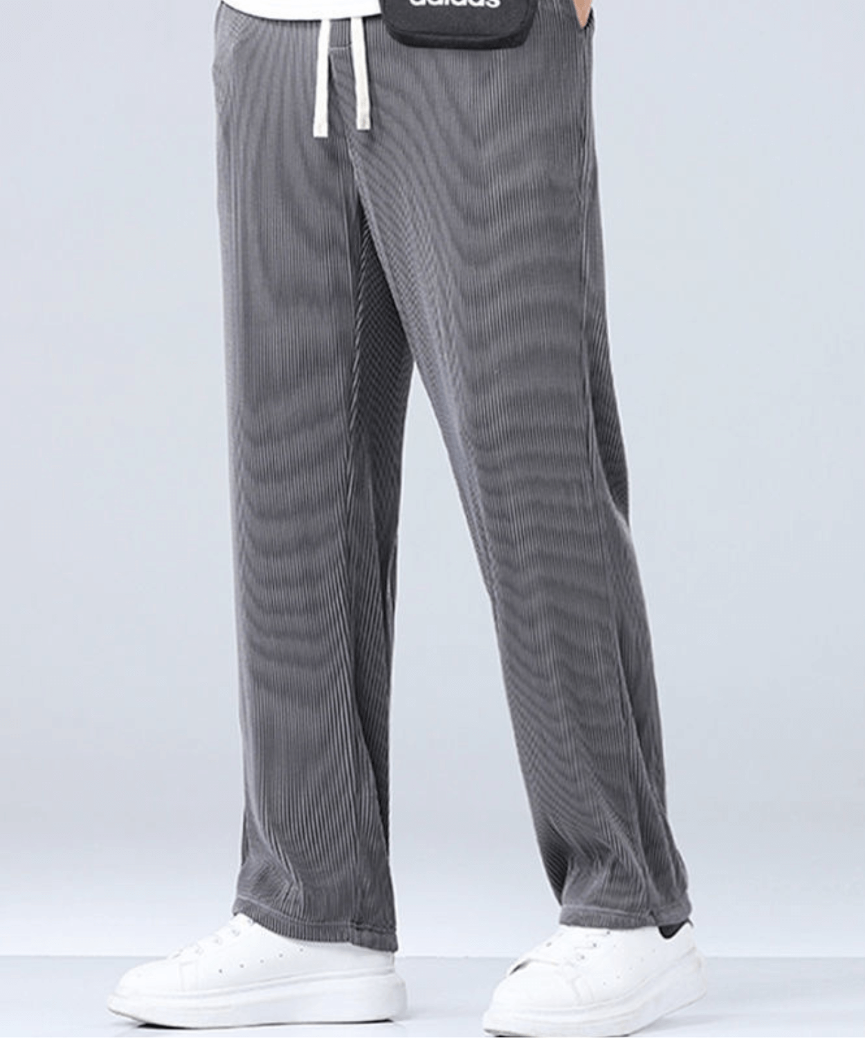 Herren Sommerhose | Elastischer Bund | Knöchellang | Einfarbig-Dunkelgrau-S-Luzern Mode