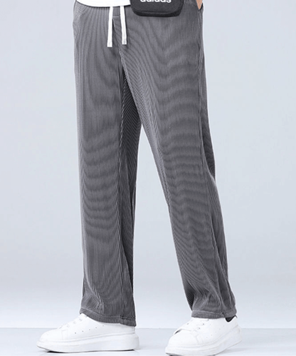 Herren Sommerhose | Elastischer Bund | Knöchellang | Einfarbig-Dunkelgrau-S-Luzern Mode