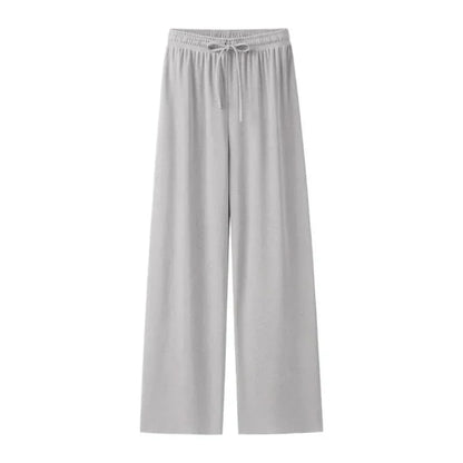 Leinenhose Damen Sommer | Luftig | Weit | Leicht | Alltag | Strand | Büro-Grau-L-Luzern Mode