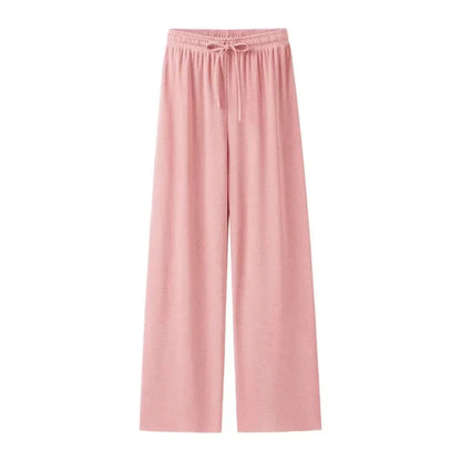 Leinenhose Damen Sommer | Luftig | Weit | Leicht | Alltag | Strand | Büro-Rosa-L-Luzern Mode