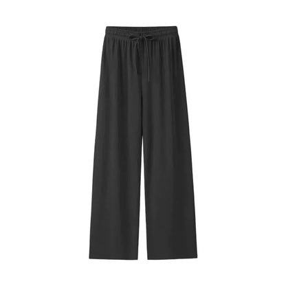 Leinenhose Damen Sommer | Luftig | Weit | Leicht | Alltag | Strand | Büro-Schwarz-L-Luzern Mode