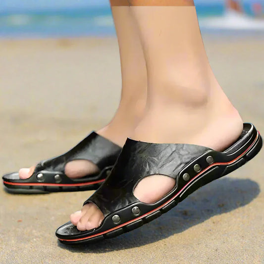 Sommerschuhe Damen | schwarz | PU-Leder | EVA-Sohle | leicht | atmungsaktiv | bequem-39-Luzern Mode