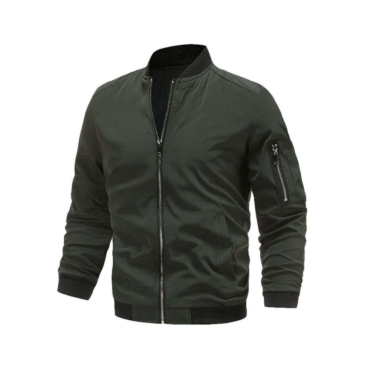 Bomberjacke Herren | Slim Fit | Leicht & modern | Freizeitjacke mit Reißverschluss-Grün-M-Luzern Mode