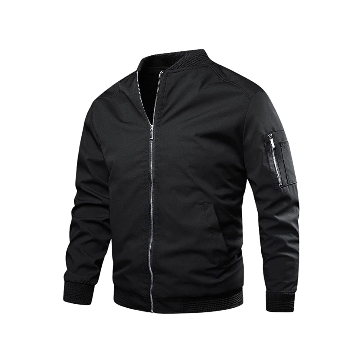 Bomberjacke Herren | Slim Fit | Leicht & modern | Freizeitjacke mit Reißverschluss-Schwarz-M-Luzern Mode