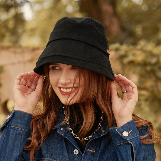 Sommerhut Damen leicht | Bucket Hat mit Nahtdesign | Schlichter Sonnenhut Style-Luzern Mode