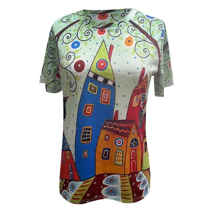 T-Shirt Damen Sommer | Leicht atmungsaktiv | Figurfreundlich | Streetwear Print-Luzern Mode