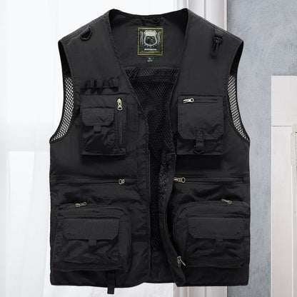 Herren Outdoor-Weste | Ärmellos | Leicht | Funktiondesign | Taschen-Schwarz-S-Luzern Mode