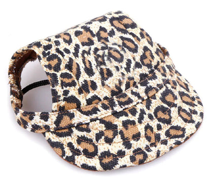 Leopardenmuster Hundemütze, verstellbar, Baumwolle, modisches Haustierzubehör, braun-schwarz.