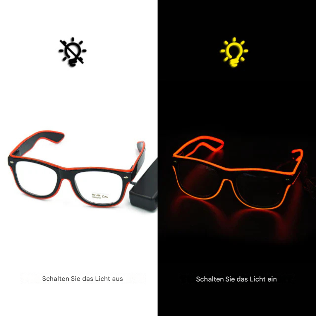 Schwarz-rote LED-Brille, leuchtend im Dunkeln, modisch, Party-Accessoire, Nachtbeleuchtung.