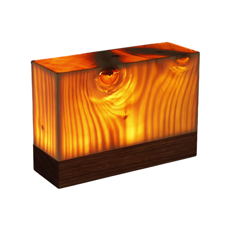 Leuchtende Holzlampe, rechteckig, warmes Licht, modernes Design, Dekoration, Wohnzimmer.