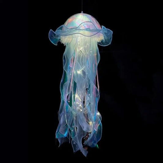 Leuchtende Quallenlampe, blau, transparent, LED-Dekoration, hängend, für Wohnzimmer.