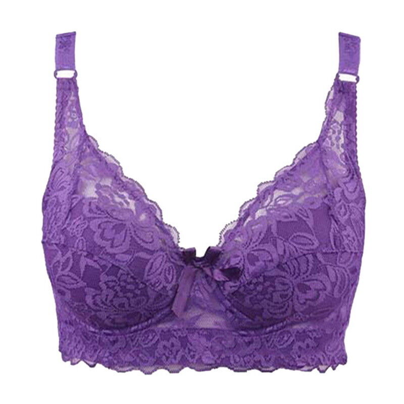 Lila Spitzen-BH, Damenunterwäsche, verstellbare Träger, florales Muster, sexy Dessous.