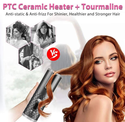Keramik-Lockenstab mit Turmalin, Anti-Frizz, für glänzendes, gesundes Haar, schwarz.