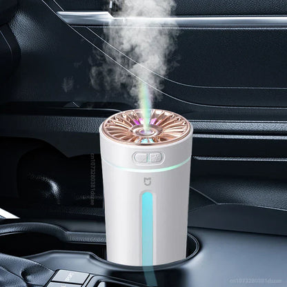 Luftbefeuchter Auto, weiß, LED-Beleuchtung, USB, tragbar, Aromatherapie, modernes Design.
