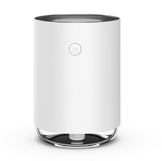 Weißer Luftbefeuchter, zylindrisch, modern, mit Touch-Bedienung, für Raumklima-Optimierung.