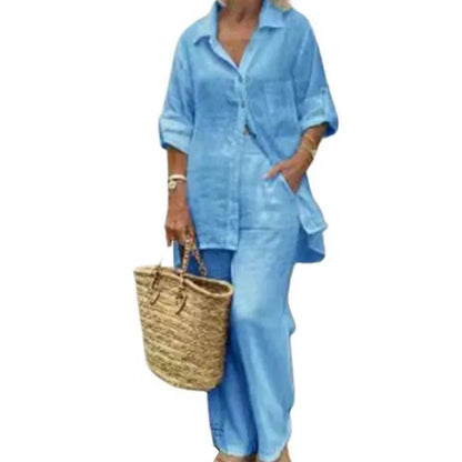 Oversized Set Damen Sommer | Bluse & weite Hose | Leinenmix | Luftig & stylisch-Luzern Mode