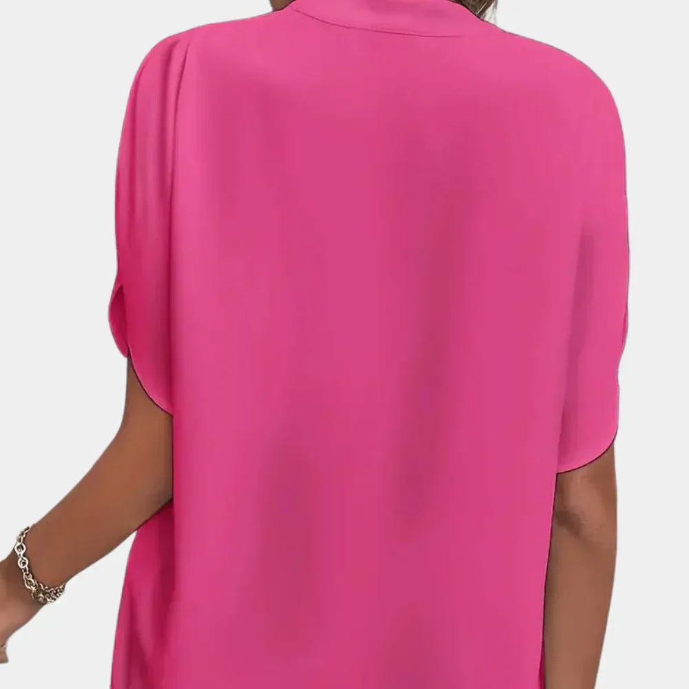 Damen Sommerbluse | Luftig | Lockere Schnitt | Kurzarm | V-Ausschnitt-Luzern Mode